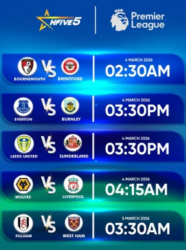 Premier League odds at Hfive5